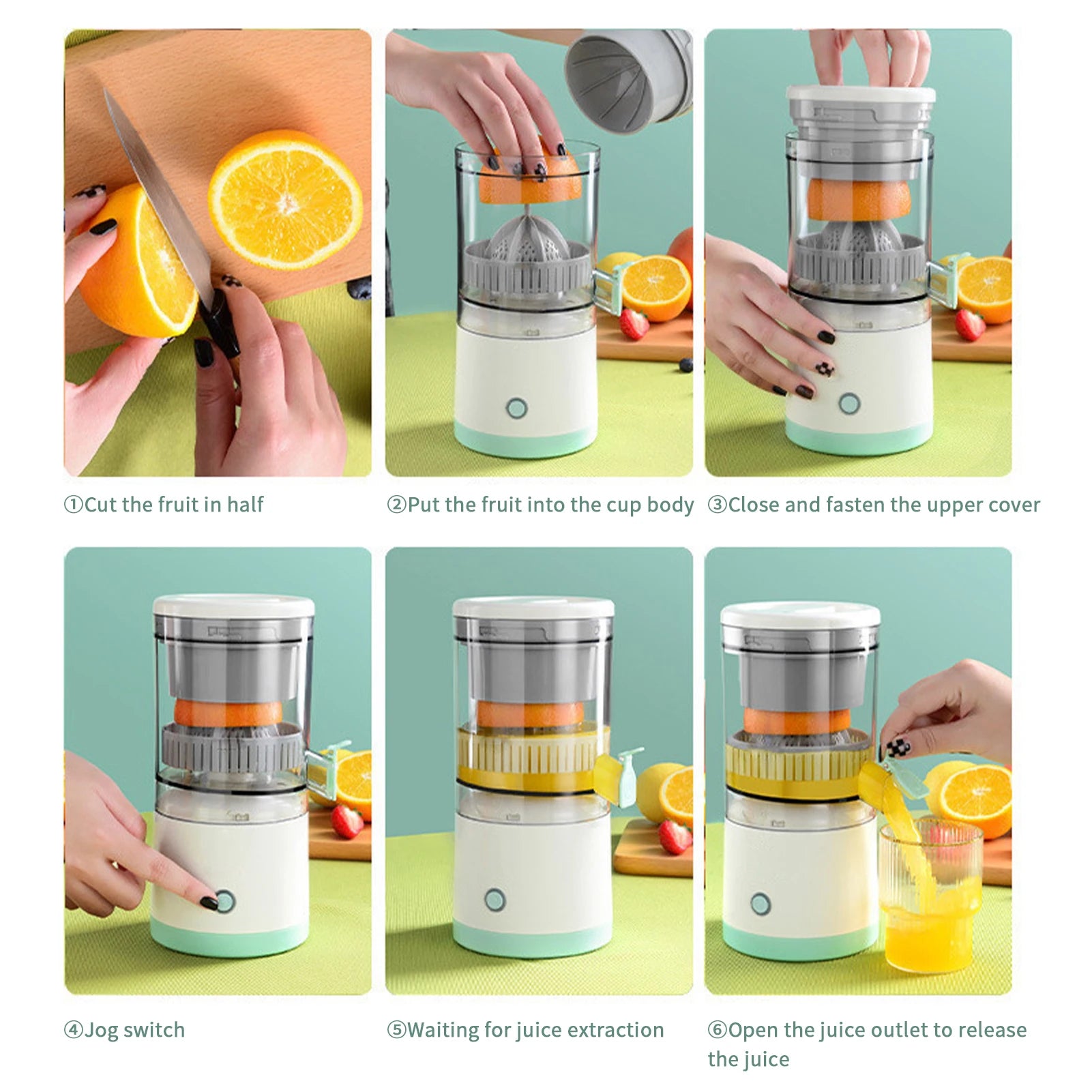 Portable Electric Juicer Electric Juicer Orange Juice Squeezer Fruit Juicer Household Orange Lemon Blender USB Charging Kitchen