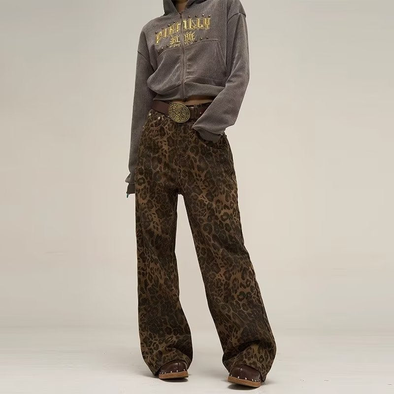 Josie - Vintage Leopard Print Jeans