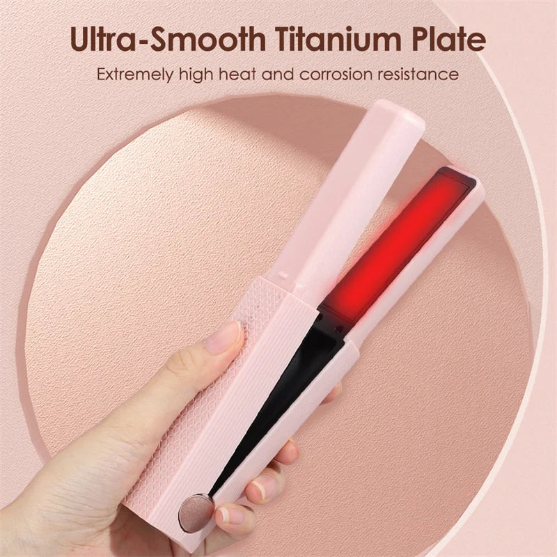 Hair Straightener Cordless Usb Hair Straightener Mini Ceramics Hair Curler 3 Constant Temperature Portable Flat Iron for Travel